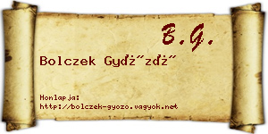 Bolczek Győző névjegykártya